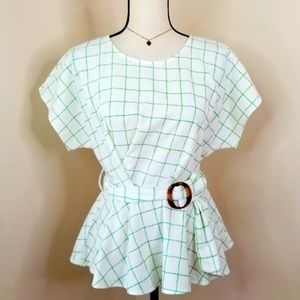 Anthropologie Moon River Retro Checked  LinenTop